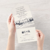 Dunkle Marine | Hochzeit der Bergketten All In One Einladung (Abreißen)