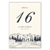 Dunkle Marine | Hochzeit der Bergketten Tischnummer (Vorderseite)