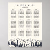 Dunkle Marine | Hochzeitsdiagramm für Bergketten Poster (Vorne)