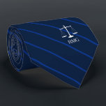 Dunkle Marine Stripted Custom Initial Anwalt Krawatte<br><div class="desc">Elegante Marine Streifen justiziellen Waage der Zoll-Initialen der Justiz Krawatte.</div>