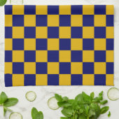 Dunkle Marine und Senfgelbe Tafel Geschirrtuch (Gefaltet)