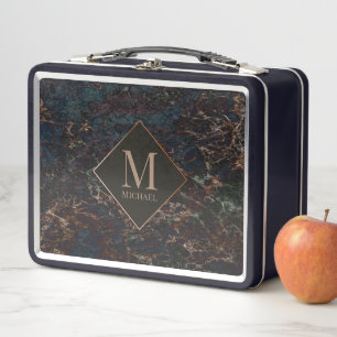 Dunkle Marmor-Lunchbox Metall Brotdose