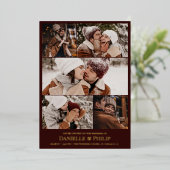Dunkle Maroon Gold Clean Foto Collage informell Folieneinladung (Stehend vorne)