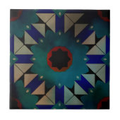 Dunkle Maure Symmetrisches geometrisches Muster Fliese (Vorderseite)