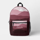Dunkle Mauve Light Pink Maroon Red Waves Muster Bedruckter Rucksack (Vorderseite)