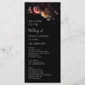 Dunkle melancholische Dahlien-Blumen-Hochzeit Programm (Vorderseite)