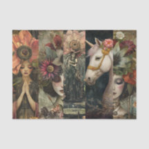 Dunkle, melancholische Fantasy-Garten-Collage-Deco
