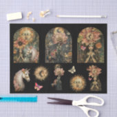 Dunkle, melancholische Fantasy-Gartenmädchen-Decou Seidenpapier (Handwerk)