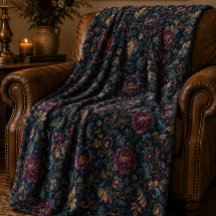 Dunkle, melancholische, florale, vintage Crewel-Bo