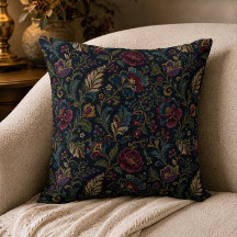 Dunkle, melancholische, florale, vintage Crewel-Bo