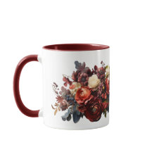 Dunkle melancholische Florals Burgunderrot Marinek