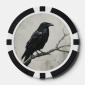 Dunkle, melancholische Onyx-Gotik-Rabe Pokerchips (Vorderseite)