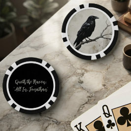 Dunkle, melancholische Onyx-Gotik-Rabe Pokerchips