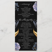 Dunkle, melancholische schwarze Blumen-Hochzeit mi Programm (Rückseite)