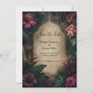 Dunkle, melancholische tropische Hawaii-Hochzeit i Einladung