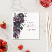 Dunkle, melancholische, violette Blumen-Hochzeitsd Serviette (Beispiel)