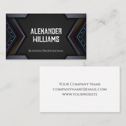 Dunkle Metallic Moderne Geometrie Visitenkarte (Vorne/Hinten)