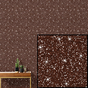 Dunkle Mid Brown Sparkle Stars Tapete