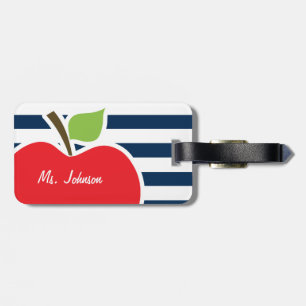 Dunkle Midnight Blue Horizontal Streifen; Apfel Gepäckanhänger