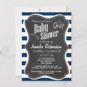 Dunkle Midnight Blue Strips; Retro Chalkboard Einladung (Vorderseite)