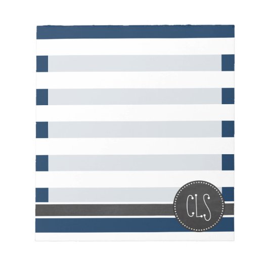 Dunkle Midnight Blue Strips; Retro Chalkboard Notizblock (Vorderseite)