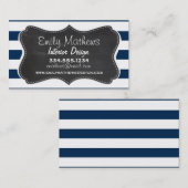 Dunkle Midnight Blue Strips; Retro Chalkboard Visitenkarte (Vorne/Hinten)