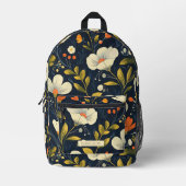 Dunkle Minimalistische Blüte Bedruckter Rucksack (Vorderseite)