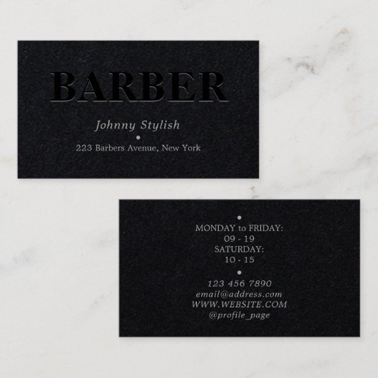 Dunkle minimalistische Eleganz schwarz Visitenkarte (Vorne/Hinten)