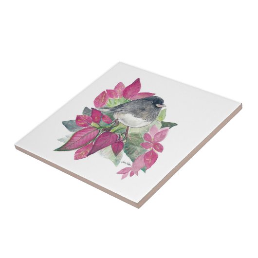Dunkle Mit Augen Junco Bird Keramik Tile Fliese (Seite)