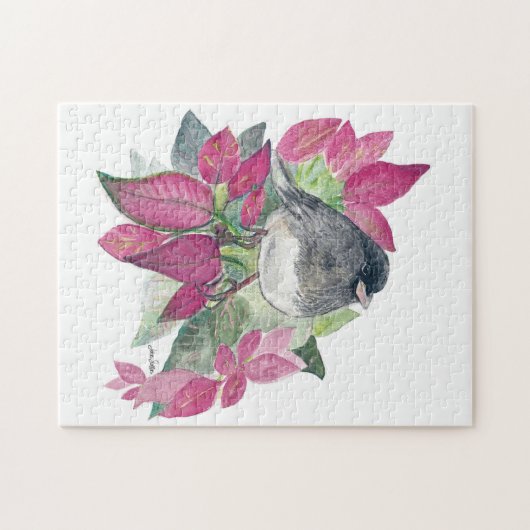 Dunkle Mit Augen Junco Bird Wasserfarbe Kunst Jigs Puzzle (Horizontal)