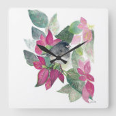 Dunkle Mit Augen Junco Bird Wasserfarbe Kunst Quadratische Wanduhr (Vorderseite)