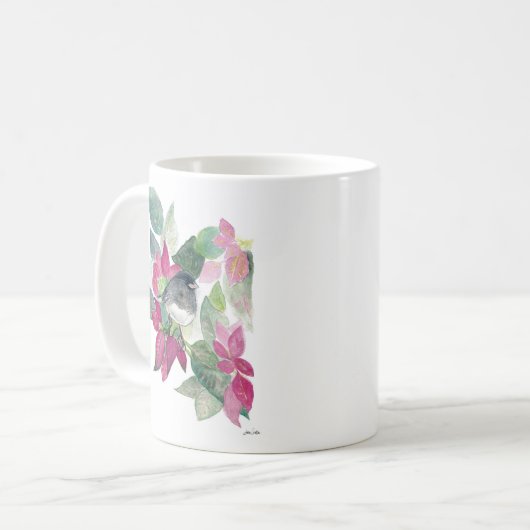 Dunkle Mit Augen Junco Bird Wasserfarbe Tasse Kaff (Vorderseite Links)