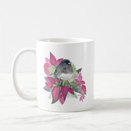 Dunkle Mit Augen Junco Bird Wasserfarbe Tasse Kaff (Links)