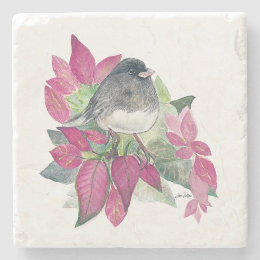 Dunkle Mit Augen Junco Bird Wasserfarbe Untersetze Steinuntersetzer (Vorderseite)