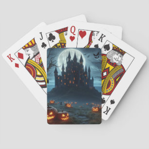 Dunkle, mittelalterliche Burg, Fledermäuse und Kür Spielkarten