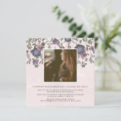 Dunkle Moderne Blüte | Foto Graduation Party Einladung (Stehend Vorderseite)