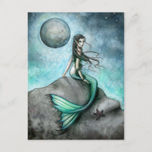 Dunkle Mond Meramid Fantasy Kunstpostkarte Postkarte