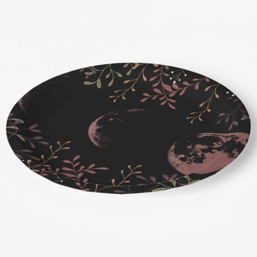 Dunkle Mondphasen Pappteller (Schrägansicht)