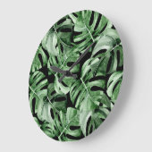 Dunkle Monstera: Tropische Aquarellbilder. Große Wanduhr (Winkel)