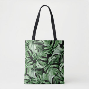 Dunkle Monstera: Tropische Aquarellbilder. Tasche