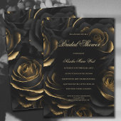 Dunkle Moody Black & Gold Rose Gotisches Brautpart Einladung