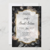 Dunkle Moody Blumen Sweet 16 Einladung (Vorderseite)
