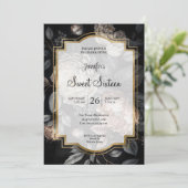 Dunkle Moody Blumen Sweet 16 Einladung (Stehend Vorderseite)
