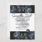 Dunkle Moody Blumenblauer Hochzeit speichern Sie d Save The Date (Vorderseite)