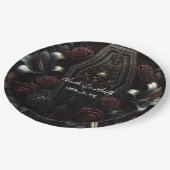 Dunkle Moody Blumenschmuck Gothic-Hochzeit Pappteller (Schrägansicht)