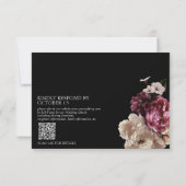 Dunkle Moody Blush Burgundy Floral QR Code RSVP Ka (Rückseite)