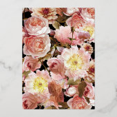 Dunkle Moody Blush Pink Botanische Hochzeit Gold Folieneinladung (Rückseite)