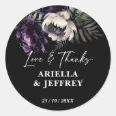 Dunkle moody boho elegante Hochzeit danke Ihnen fü Runder Aufkleber (Vorderseite)