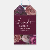 Dunkle moody bordeon & lila florale Gastgeschenk H Geschenkanhänger (Rückseite)