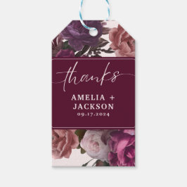 Dunkle moody bordeon & lila florale Gastgeschenk H Geschenkanhänger